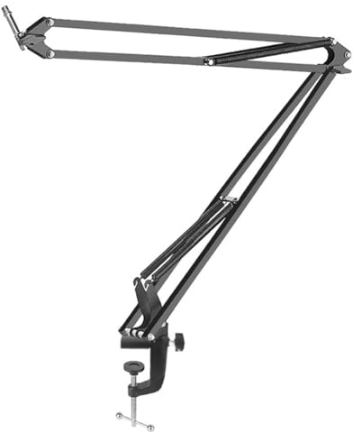 Flaroey Brazo de Micrófono de 50 cm con Soporte de Mesa para Podcasting, Videojuegos, Radio y Audio de Estudio,F