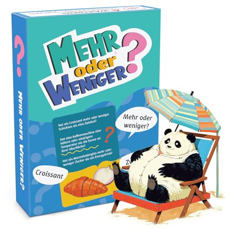 Broytain Mehr oder Weniger - Quizspiel für Erwachsene & Kinder ab 7 Jahren, Spiel für Erwachsene, Famile & Kinder, 2+ Spieler, Familienspiel, Reisespiel