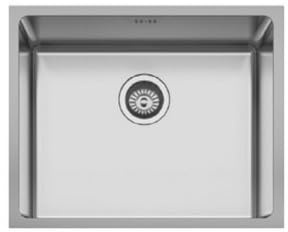 Korman Fregadero Inox Bajo Encimera 50x40 cm Ginebra | Acero Inoxidable AISI 304 | 1 Seno | Reversible Sobre/Bajo Encimera | Incluye Válvula y Sifón