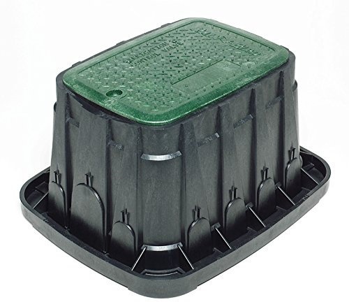 Rain Bird VB-STD-H VB Standard-Tonne mit Verschluss, schwarzer Körper und grüner Deckel mit Sechskantschraube, 2 breite vorgeschnittene Ausgänge und 11 Seitenausgänge