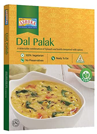 ASHOKA - Instant Dal Palak - 1 X 280 GR | Glutenfreie, vegane Instant-Mahlzeit nach indischem Rezept, in 3 Minuten zubereitet