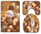 A.Monamour Badezimmer Badematte 3 Teilig Set Glittered Sterne Kugeln Kerzen Weihnachten Toilettenkappen Abdeckungen rutschfeste Flanell Saugfähig Badteppiche Badvorleger Badgarnitur WC Vorleger