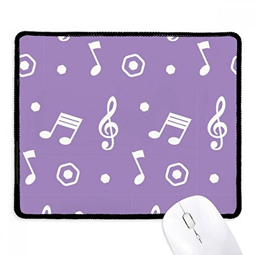beatChong White Music Notes Purple Mousepad Black Stitched Edge Mat Non Slip Game