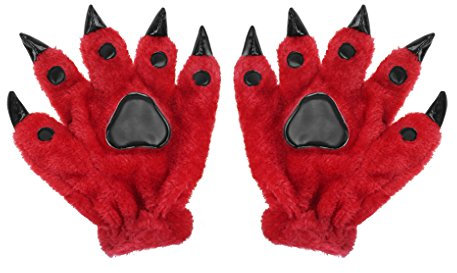 AfinderDE Kinder Fingerhandschuhe Tiertatzen Handschuhe Winterhandschuhe Warme Plüsch Tierpfote Gloves Cartoon Party Spielzeug Kostüm Handschuhe Weihnachtageschenk
