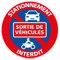 Panneau - Stationnement Interdit Sortie de Véhicule - Diamètre 250 mm - Plastique rigide PVC 1,5 mm - Protection Anti-UV
