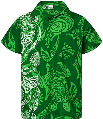 King Kameha Funky Chemise-Hawaienne, Manche-Courte, Maori-Wedding, Vert, XL