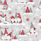 Pingianer 11,99€/m 200x160cm 100% Baumwolle Weihnachten Baumwollstoff Kinder Meterware Handwerken Nähen Stoff (3 Weihnachtszwerge Grau Rot, 200 x 160 cm)