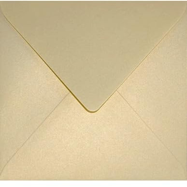 Netuno 100x quadratischer Briefumschlag Perlmutt-Vanille 153x 153 mm 120g Aster Metallic Gold Ivory Briefumschlag elegant quadratisch glänzend für Einladung Hochzeit Geburtstag Taufe Konfirmation