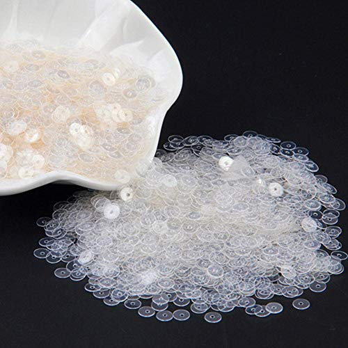 ALENAOO Pailletten 3mm 4mm 5mm 6mm Flache Pailletten Runde lose Pailletten zum Basteln Paillette Nähen von Kleidersäcken Schuhe DIY Zubehör 10g, transparent, 6mm 10g 800St