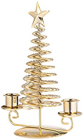 VOSAREA Christmas Tree Metal Candle Stand Double-headed Elegant Candlestick Holder for Home Decor for Christmas Anniversaries and Festive Celebrations Stylish Art Desktop Adornment