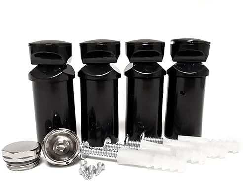 Black Full Set of Universal Brackets for Heated Towel RAIL Radiator Flat Or Curved With Plugs