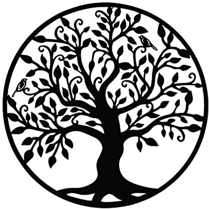 JYHCD Tree of Life Metal Wall Art, Metal Art Wall Decor Black Iron Wall Sculptures Various Sizes Outdoor Garden Decoration Metal Tree Wall Decor for Christmas, 60x60cm/23.6x23.6