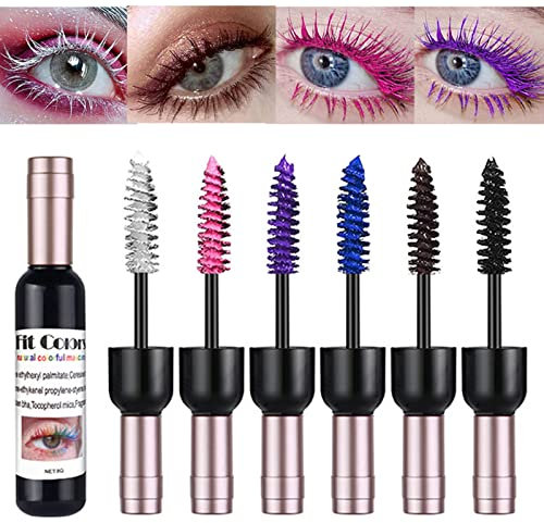 MKNZOME 6 Farbe Mascara Set, 3D Faser Wimperntusche, Wasserfeste langlebige Volumizing Curling Verlängerung, falschem Wimperneffekt für charmante Augen Make-up, Bunte Mascara Geschenk Set für Frauen#3