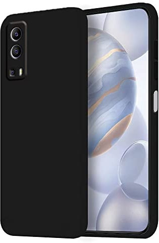 HONLEN Hülle für vivo Y52 5G / vivo Y72 5G Schutzhülle Case, (6.58 Inches) Liquid TPU Silicone Handyhülle mit Fallschutz Silikon Cover Schwarz