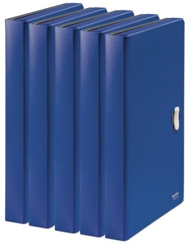 Leitz Recycle Projektmappe A4, 5er Pack, Für 250 Blatt, Hochwertige Dokumentenablage sortiert nach A-Z, Kunststoff, 100 % recyclebar, Umweltfreundlich, Recycle Serie, Blau, 46240035