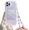 Ownest Compatible avec Coque iPhone 13 Pro Max Fleurs Aesthetic Mignon Violet Fleur Cute Motif Bracelet Cordon Strap Telephone Case lentille Protection Design Femme TPU Housse