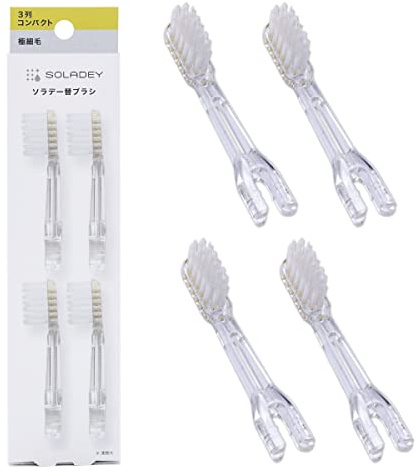 Soladey Replacement Brush Heads, 4 Count -3 Row Ultra Fine Bristle