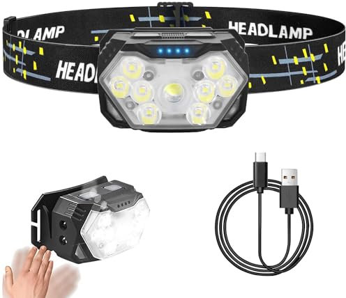 Victoper 9 LED Rechargeable Head Torch, 3500 Lumens Super Bright Led Head Torch Running 10 Modes IPX4 Waterproof Head Lamps for Adults Kids Headlight Camping Hiking Fishing