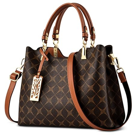 DIRRONA Damen Handtasche Mittel Schultertasche Casual Umhängetasche PU Leder Tasche Shopper Party Top Tragetasche Eleganter Druck Frauen Henkeltaschen Mit Anhänger