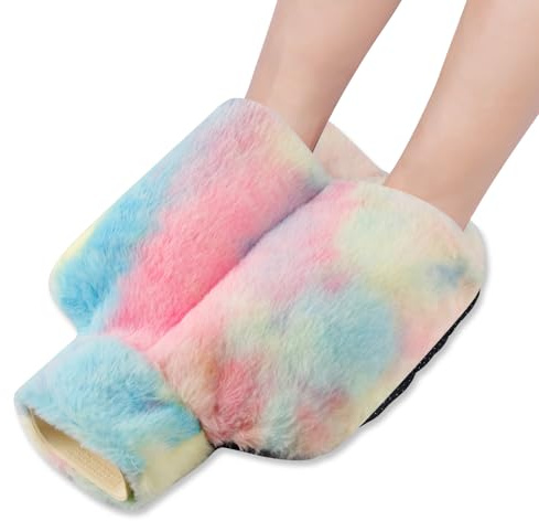 mizikuu Chauffe Pied, 2L Bouillotte Pieds non électrique, 2 en 1 Bouillottes Peluche, Chauffe-pieds Flanelle Supersoft pour Femmes Hommes et les Personnes âgées Hiver Famille Salon Bureau, Gris