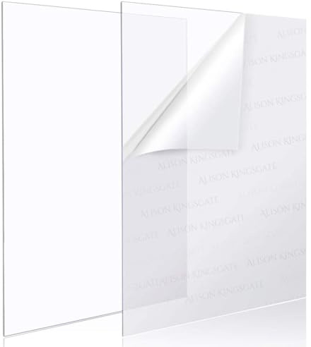 Alison Kingsgate 20X16 Perspex Sheet 1mm - Transparent Acrylic Sheet Cut to Size for Picture Frames, DIY Craft, Art Projects, Painting Displays - Suitable for Home and Professional Use | Polycarbonate Plexiglass Clear Sheet for Picture Frame, DIY Craft, Art Projects, Painting Displays