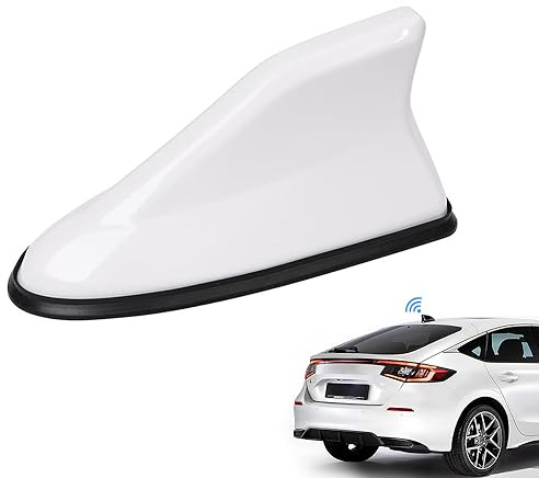 WeFoonLo Auto Haifischflosse Antenne Abdeckung Dach Antenne Radio Signal Ersatz mit Klebeband für Auto SUV LKW, dekorative Antennenbasis und verbessern das Signal (Weiß)