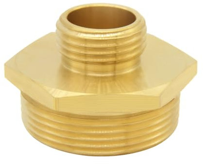 Uenede Brass Garden Hose Adapter 3/4GHT Male to 1-1/2NPT Male Thread Reducer Water Hose Nipple Reducing Convert Pipe Fittings Connector