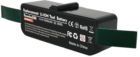 BATTOOL 6400 mAh Battery iRobot Roomba, 14.4 V Replacement Battery Roomba, 6400 mAh NI-MH Battery iRobot Roomba 500 600 700 800 Series Replacement Battery Fits R3 irobot 581 450 700 605 621 880