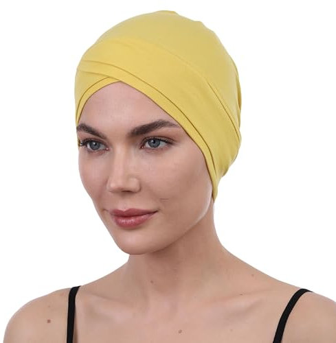 Deresina Kopfbedeckung Chemo, Turban Damen, in W-Form (Canary Yelow)