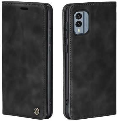 LBH Handyhülle für Nokia X30 5G in Schwarz mit Karten- und Geldfach Smartphone Hülle mit Standfunktion Flip Case Schutzhülle Magnetverschluss Vintage