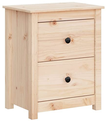 PIXZSSI Nachttisch im Schlafzimmer 50x35x61,5 cm Massivholz Kiefer Klassischen Design Schränkchen Reichlich Stauraum Indoor Beistellschrank Multifunktional Robuste Oberplatte
