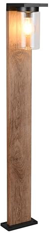 Trio Leuchten Außen Wegeleuchte Ardila 411660135, Aluminium Druckguss Holznachbildung, Glas klar, exkl. 1x E27, Dämmerungssensor