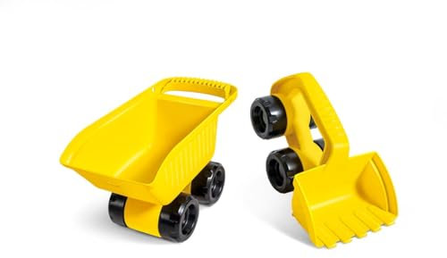 Playwell Hape Monster LKW-Duo, 2-teiliges Sandspielzeug-Set mit Kipper und Bagger, Outdoor-Spiel, Sandspielzeug, ab 18 Monaten