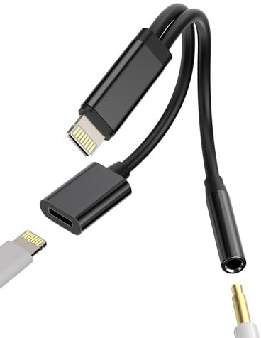Adaptador Lightning Jack 3,5 mm (2 en 1) - Cargador AUX - Certificado MFI para iPad y iPhone 14
