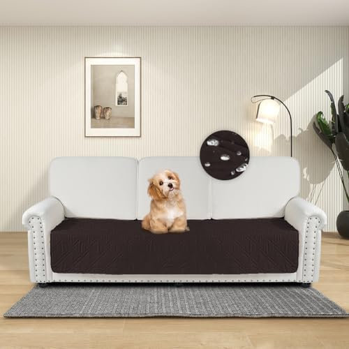 DUJUIKE Wasserdichter Sofabezug für Hunde, 100% wasserdichte Hundedecke, Sofaschutz, Bettdecke mit Antirutschpartikeln, Möbelschutz für Hunde, Katzen und Haustiere (Kaffee, 76-180cm)