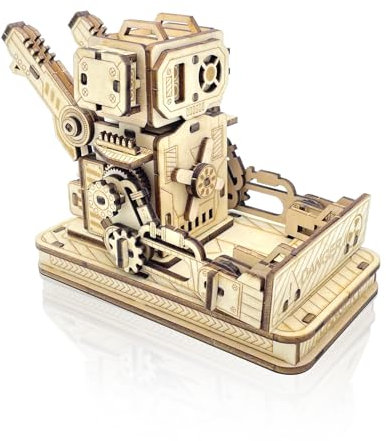 Cuteefun Roboter 3D Holz Puzzle, DIY Assembly Model Kits für Erwachsene, Holz Roboter Handy Ständer, Geschenk für Geburtstag Vatertag Weihnachten, S0102P