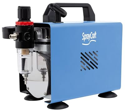 Spraycraft SP2100 Airbrush Compressor – Compact & Quiet, 58 PSI, Auto-Start/Stop – for Airbrushing, Model Painting, Art and Craft