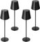 PreeOtti 4 Stück Tischlampe Kabellos, Dimmbare Tischleuchte Akku LED mit 3 Farbtemperatur, Stufenlos Dimmbar, Touch Lampe mit USB-C Aufladbar für Outdoor Nachttisch Esstisch Camping (Schwarz)