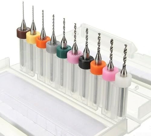 Juego de 10 brocas de carburo de tungsteno diseñadas específicamente para circuitos PCB y metales (0,3-1,2 mm)