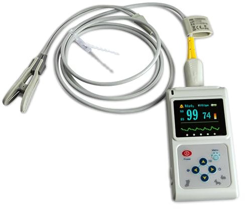 Wiederaufladbarer Veterinär-Pulsoximeter Vet SPO2 Pulsfrequenzmonitor Ohr-/Zungen-SPO2-Sensor zur Verwendung in Familien- und Tierkliniken