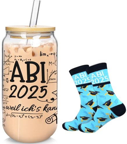 ANOTION Abitur 2025 Geschenke,Abitur 2025 Bestandenen Glas Abi 2025 Socken Bestandene Prüfung Geschenk,Abitur Prüfungserfolge,Abitur 2025 Geschenke-Schwarz
