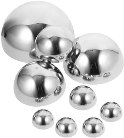 Milisten 9pièces Boules Décoratives INOX Miroir Extérieur Demi-sphères Réfléchissantes Acier Poli pour Jardin Piscine Patio