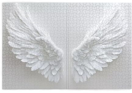 Weiß Puzzle 1000 Teile Erwachsene Flügel, Puzzles mit Verpackung Box und Poster, Lustig Stress Abbauen Familien Unterhaltungsspiele für Raumdekoration, Kreative Geschenke für Männer/Frauen 1T-18
