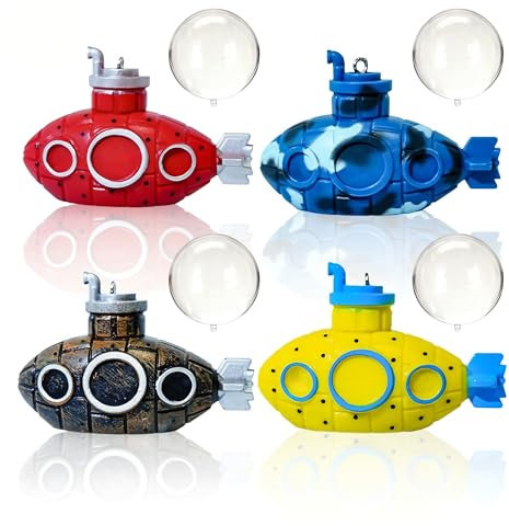 Fubuuf 4 Stück Schwimmende Aquarium Dekoration,Klein Aquarium Deko U-Boot mit Einstellbarer Position,Harz Submarine Schwimmende Deko für Fischbecken,Zubehöraquarium Ornament