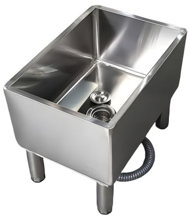 SQMGFA Freestanding Utility Sink,Slop Sinks,Free-Standing Stainless Steel Floor Mop Sink, Heavy Duty Utility Service Basin, Kitchen Sink Station with De