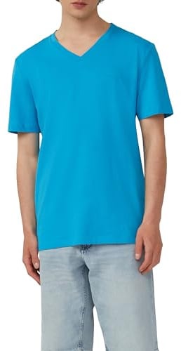 s.Oliver Baumwollshirt mit V-Ausschnitt und Flammgarnstruktur