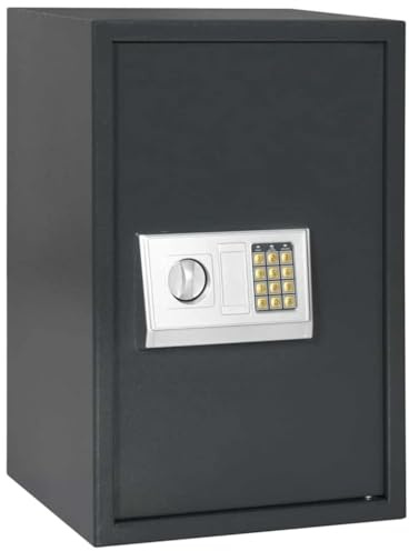 vidaXL Digitaler Safe mit Schloss Dunkelgrau 40 x 35 x 60 cm Stahl, Heimwerker Schreibtischsafe, moderner digitaler Tresor, robuster Stahl, sichere Aufbewahrung für Wertsachen