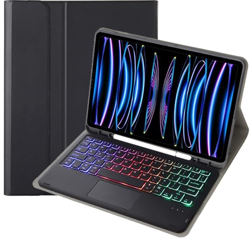 Custodia con tastiera per iPad Air di quarta/quinta generazione | iPad Air da 11 pollici (M2/M3/M4), custodia a libro con tastiera Bluetooth wireless | Tastiera retroilluminata | Mouse touch