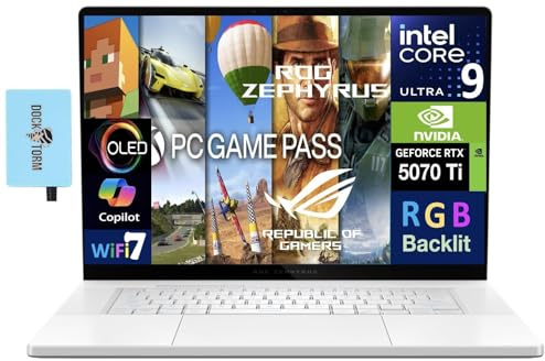 ASUS ROG Zephyrus G16 AI Gaming Laptop 16.0 240Hz WQXGA OLED Display | Intel Ultra 9-285H, GeForce RTX 5070 Ti 12GB, 32GB LPDDR5X, 4TB SSD, RGB KB, Thunderbolt 4, WiFi 7, Win 11 Pro w/DKZ USB Hub