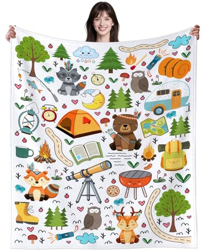 ZABAOBO Camping Decke Camper Geschenk für Kinder Frau, Wohnmobil Deko Campingdecke Lustige Kuscheldecke für besondere Campingliebhaber, Lustiges Geschenk für Frauen Mädchen Männer 100 x 130cm